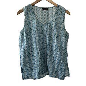 Vishnu Khan Market Women's Semi Sheer Medallion Peacock Like Pattern Tank Top M